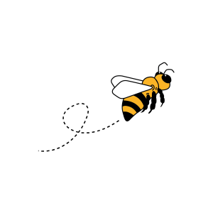 A bee is flying through the air